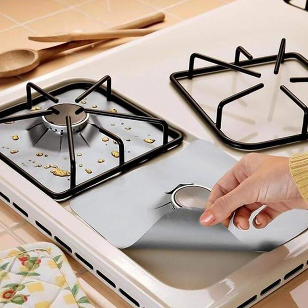 1 / 4PC Estufa Protector de cubierta Revestimiento Protector de estufa de Gas 50%off Hoy Solo